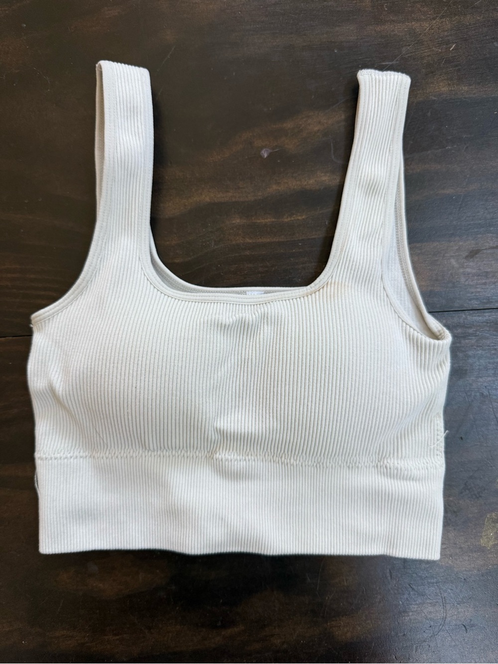 Zenana Outfitters Ribbed Square Neck Crop Tank - Cream
